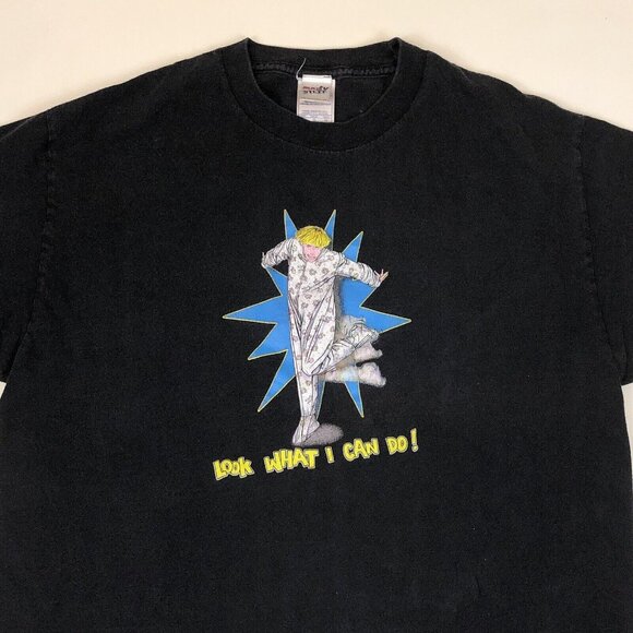 Vintage Mad TV Stuff Stuart Look What I Can Do Black T Shirt Size Large - Picture 1 of 8